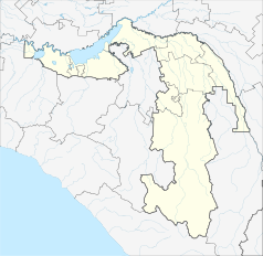 Mapa konturowa Adygei, u góry po prawej znajduje się punkt z opisem „Koszechabl”