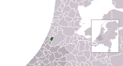 Highlighted position of Hillegom in a municipal map of South Holland