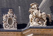 Statue and attic window in the court of honor