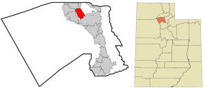 Location in Davis County and the state of Utah.