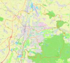 Mapa konturowa Hradec Králové, w centrum znajduje się punkt z opisem „miejsce bitwy”