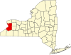 Map of New York highlighting Erie County