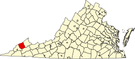 Locatie van Dickenson County in Virginia