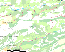 Mapa obce Indevillers