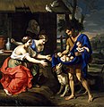 Painted in 1654 by French artist, Nicolas Mignard, this example of late 17th century French art depicts Faustulus presenting the infants Romulus and Remus to his wife (their adoptive mother), Acca Larentia. This work is housed in the Dallas Museum of Art.