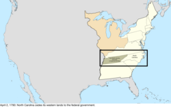 Map of the change to the United States in central North America on April 2, 1790