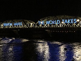 The bridge at night, from the side of Route 29 southbound, Trenton