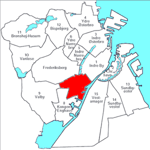 Bydelens placering i Københavns Kommune