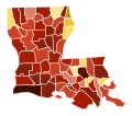 Image 53Map of parishes in Louisiana by racial plurality, per the 2020 U.S. census Legend Non-Hispanic White   40–50%   50–60%   60–70%   70–80%   80–90%   90%+ Black or African American   40–50%   50–60%   60–70%   70–80% (from Louisiana)