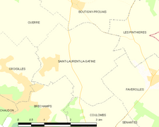 Carte de la commune de Saint-Laurent-la-Gâtine.