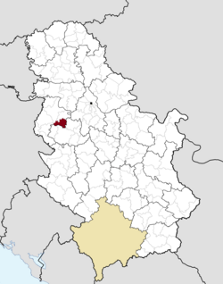 Location of the municipality of Koceljeva within Serbia