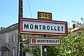 Panneau bilingue français-occitan à Montrollet (8 août 2012)