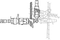 A diagram showing how the arm was used to relocate Kvant-2.