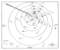 Image 12The dangerous semicircle is the upper-right corner, with the arrow marking the direction of motion of a Northern Hemisphere storm. Note that typhoons, etc. are asymmetrical, and semicircle is a convenient misnomer. (from Effects of tropical cyclones)