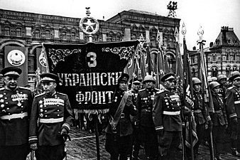 Veterans of the 3rd Ukrainian Front march in Red Square in Moscow's 1945 victory parade