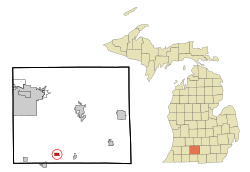 Location of Burlington within Calhoun County, Michigan