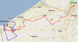 Routekaart van de Classic Brugge-De Panne 2023