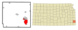 Location within Crawford County and Kansas