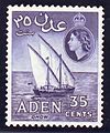 Image 28Queen Elizabeth II and Gulf of Aden at Yemen 35 cent Stamp. (from History of Yemen)