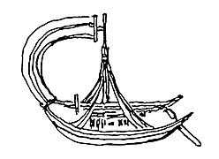 Tracing of a ship on a mirror in the Shaanxi museum (>9th or >12th century CE)