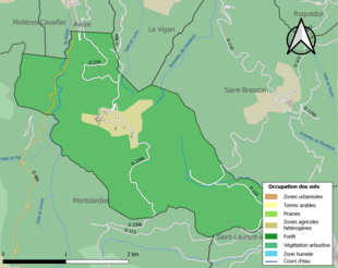 Carte en couleurs présentant l'occupation des sols.