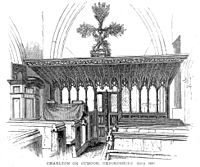 The single garland in the rood loft at Charlton-on-Otmoor, illustrated by J.H. Parker in 1840.