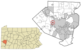 Location in Allegheny County and the state of Pennsylvania.