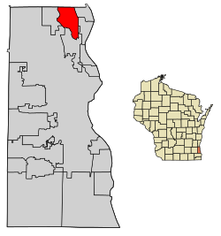 Location of River Hills in Milwaukee County, Wisconsin.