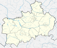 Mapa konturowa powiatu koneckiego, po prawej znajduje się punkt z opisem „Czarniecka Góra”