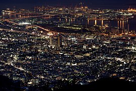 Centro de la ciudad de Kōbe de noche