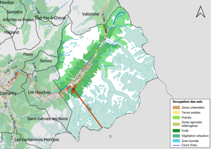 Carte en couleurs présentant l'occupation des sols.