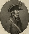 Gravure représentant Charette avec une moustache et un bicorne.