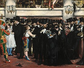 El ball de l'Òpera (1873) per Édouard Manet, mostra el domini del negre en el vestit de nit parisenc.