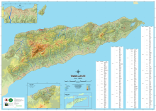 Relief map of East Timor showing the mountainous interior