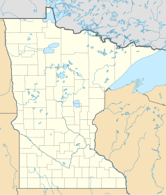 Mapa konturowa Minnesoty, blisko dolnej krawiędzi znajduje się punkt z opisem „Sargeant”