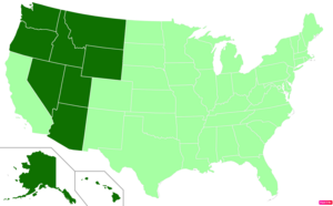 States in the United States by non-Protestant and non-Catholic Christian (e.g. Mormon, Jehovah's Witness, Eastern Orthodox) population according to the Pew Research Center 2014 Religious Landscape Survey.[248] States with non-Catholic/non-Protestant Christian population greater than the United States as a whole are in full green.