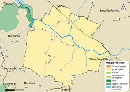 Carte des infrastructures et de l'occupation des sols en 2018 (CLC) de la commune.