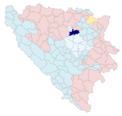 Location of Maglaj within Bosnia and Herzegovina.