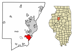 Location of Bartonville in Peoria County, Illinois.