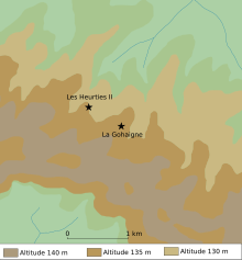 Carte montrant la localisation des sites de Heurtries II et La Gohaigne