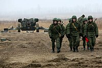 Russian artillerymen wearing EMR 6B23 (2014)