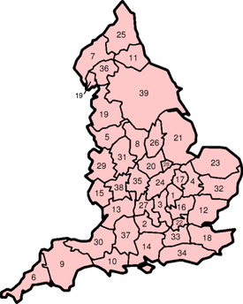 Mapa dels historic counties d'Anglaterra