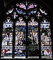 View of the complete four-light traceried window "The Holy Spirit and Pentecost" at Holy Trinity Sloane Street.