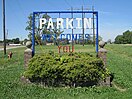 Welcome Sign entering Parkin