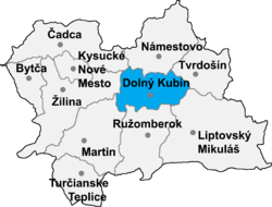 Localisation du district de Dolný Kubín dans la région de Žilina (carte interactive)