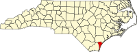 Map of North Carolina highlighting New Hanover County