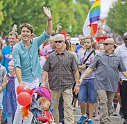 Justin Trudeau, Premier ministre du Canada à la Vancouver Pride de 2016.