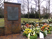 On a monument to Neuengamme victims in Hamburg, where the letters KZ are not nationality-letters, but rather are the German abbreviation for Konzentrationslager (concentration camp)