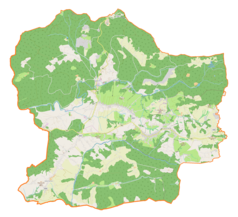 Mapa konturowa gminy Istebna, po lewej znajduje się punkt z opisem „Jasnowice”