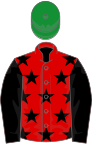 Red, black stars and sleeves, green cap